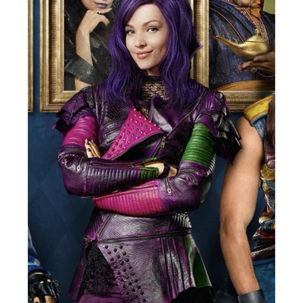 J4 Mal Descendants Dove Cameron Purple Studded Leather Jacket Size M - Picture 4 of 9